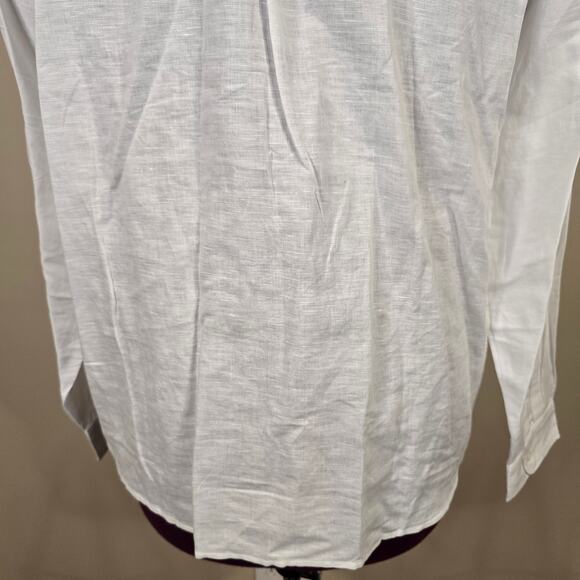 Women's J. Crew White Linen Blend Button Up Dress Shirt | Size Large - Picture 7 of 9